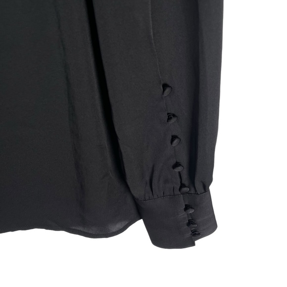 Express Womens Black Sheer Blouse Size Med Long Sleeve Round Neck Career NWT - Picture 4 of 14